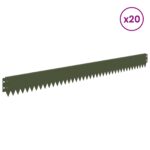 vidaXL Obrubník trávnika 20 pcs 103 x 10 cm Oceľ Olivovo zelená – Obrázok 3