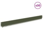 vidaXL Obrubník trávnika 30 pcs 103 x 10 cm Oceľ Olivovo zelená – Obrázok 3