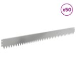 vidaXL Obrubník trávnika 50 pcs 103 x 10 cm Oceľ Strieborná – Obrázok 3