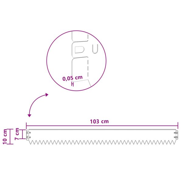 vidaXL Obrubník trávnika 10 pcs 103 x 10 cm Oceľ Hrdzavý – Obrázok 10