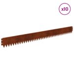 vidaXL Obrubník trávnika 10 pcs 103 x 10 cm Oceľ Hrdzavý – Obrázok 3