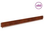 vidaXL Obrubník trávnika 50 pcs 103 x 10 cm Oceľ Hrdzavý – Obrázok 3