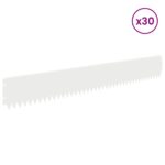 vidaXL Obrubník trávnika 30 pcs 103 x 15 cm Oceľ Biela – Obrázok 3