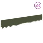 vidaXL Obrubník trávnika 20 pcs 103 x 15 cm Oceľ Olivovo zelená – Obrázok 3