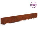 vidaXL Obrubník trávnika 20 pcs 103 x 15 cm Oceľ Hrdzavý – Obrázok 3