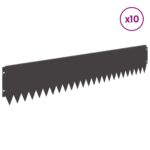 vidaXL Obrubník trávnika 10 pcs 103 x 20 cm Oceľ Čierna – Obrázok 3