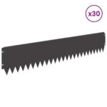 vidaXL Obrubník trávnika 30 pcs 103 x 20 cm Oceľ Čierna – Obrázok 3