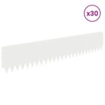 vidaXL Obrubník trávnika 30 pcs 103 x 20 cm Oceľ Biela – Obrázok 3
