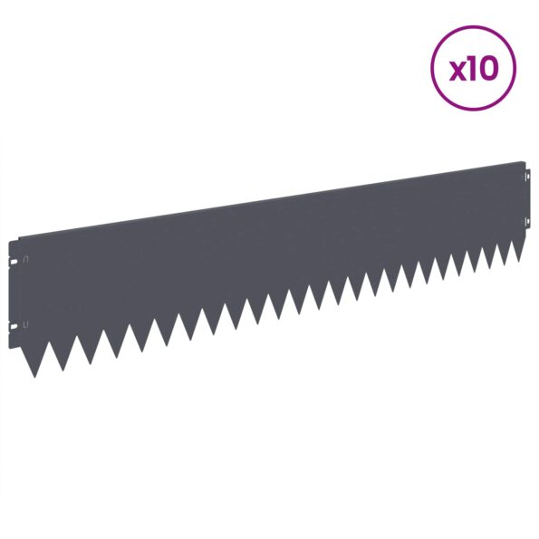vidaXL Obrubník trávnika 10 pcs 103 x 20 cm Oceľ Antracitová – Obrázok 3