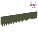 vidaXL Obrubník trávnika 20 pcs 103 x 20 cm Oceľ Olivovo zelená – Obrázok 3