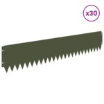 vidaXL Obrubník trávnika 30 pcs 103 x 20 cm Oceľ Olivovo zelená – Obrázok 3