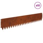 vidaXL Obrubník trávnika 10 pcs 103 x 20 cm Oceľ Hrdzavý – Obrázok 3
