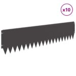 vidaXL Obrubník trávnika 10 pcs 103 x 25 cm Oceľ Čierna – Obrázok 3