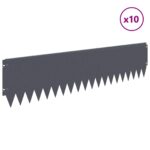 vidaXL Obrubník trávnika 10 pcs 103 x 25 cm Oceľ Antracitová – Obrázok 3