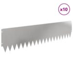 vidaXL Obrubník trávnika 10 pcs 103 x 25 cm Oceľ Strieborná – Obrázok 3
