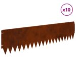 vidaXL Obrubník trávnika 10 pcs 103 x 25 cm Oceľ Hrdzavý – Obrázok 3