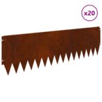 vidaXL Obrubník trávnika 20 pcs 103 x 30 cm Oceľ Hrdzavý – Obrázok 3