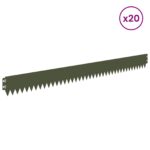 vidaXL Obrubník trávnika 20 pcs 103 x 10 cm Oceľ Olivovo zelená – Obrázok 3