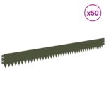 vidaXL Obrubník trávnika 50 pcs 103 x 10 cm Oceľ Olivovo zelená – Obrázok 3
