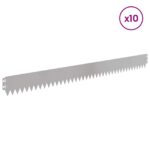 vidaXL Obrubník trávnika 10 pcs 103 x 10 cm Oceľ Strieborná – Obrázok 3