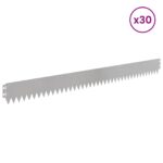 vidaXL Obrubník trávnika 30 pcs 103 x 10 cm Oceľ Strieborná – Obrázok 3