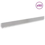vidaXL Obrubník trávnika 50 pcs 103 x 10 cm Oceľ Strieborná – Obrázok 3