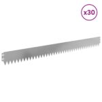 vidaXL Obrubník trávnika 30 pcs 103 x 10 cm Oceľ Strieborná – Obrázok 3