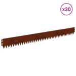 vidaXL Obrubník trávnika 30 pcs 103 x 10 cm Oceľ Hrdzavý – Obrázok 3
