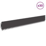 vidaXL Obrubník trávnika 30 pcs 103 x 15 cm Oceľ Čierna – Obrázok 3