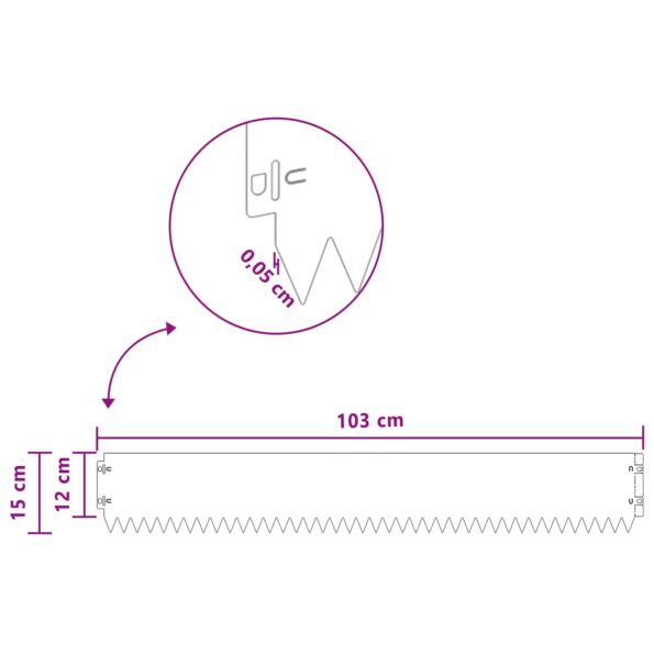 vidaXL Obrubník trávnika 10 pcs 103 x 15 cm Oceľ Hrdzavý – Obrázok 10