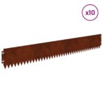 vidaXL Obrubník trávnika 10 pcs 103 x 15 cm Oceľ Hrdzavý – Obrázok 3