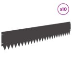 vidaXL Obrubník trávnika 10 pcs 103 x 20 cm Oceľ Čierna – Obrázok 3