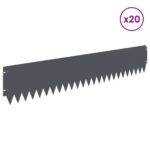 vidaXL Obrubník trávnika 20 pcs 103 x 20 cm Oceľ Antracitová – Obrázok 3