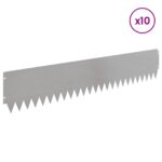 vidaXL Obrubník trávnika 10 pcs 103 x 20 cm Oceľ Strieborná – Obrázok 3