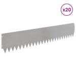 vidaXL Obrubník trávnika 20 pcs 103 x 20 cm Oceľ Strieborná – Obrázok 3