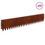 vidaXL Obrubník trávnika 10 pcs 103 x 20 cm Oceľ Hrdzavý – Obrázok 3