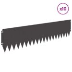 vidaXL Obrubník trávnika 10 pcs 103 x 25 cm Oceľ Čierna – Obrázok 3