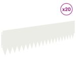 vidaXL Obrubník trávnika 20 pcs 103 x 25 cm Oceľ Biela – Obrázok 3