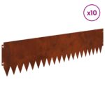 vidaXL Obrubník trávnika 10 pcs 103 x 25 cm Oceľ Hrdzavý – Obrázok 3