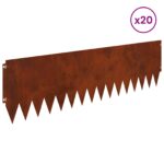 vidaXL Obrubník trávnika 20 pcs 103 x 30 cm Oceľ Hrdzavý – Obrázok 3