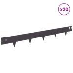 vidaXL Obrubník trávnika 20 pcs 100 x 12 cm Oceľ Čierna – Obrázok 3