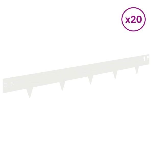 vidaXL Obrubník trávnika 20 pcs 100 x 12 cm Oceľ Biela – Obrázok 3