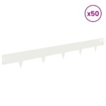 vidaXL Obrubník trávnika 50 pcs 100 x 12 cm Oceľ Biela – Obrázok 3