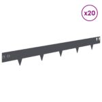 vidaXL Obrubník trávnika 20 pcs 100 x 12 cm Oceľ Antracitová – Obrázok 3