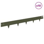 vidaXL Obrubník trávnika 10 pcs 100 x 12 cm Oceľ Olivovo zelená – Obrázok 3