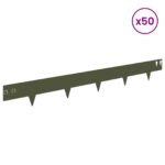 vidaXL Obrubník trávnika 50 pcs 100 x 12 cm Oceľ Olivovo zelená – Obrázok 3