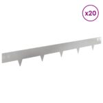 vidaXL Obrubník trávnika 20 pcs 100 x 12 cm Oceľ Strieborná – Obrázok 3