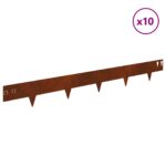 vidaXL Obrubník trávnika 10 pcs 100 x 12 cm Oceľ Hrdzavý – Obrázok 3