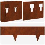 vidaXL Obrubník trávnika 20 pcs 100 x 12 cm Oceľ Hrdzavý – Obrázok 8