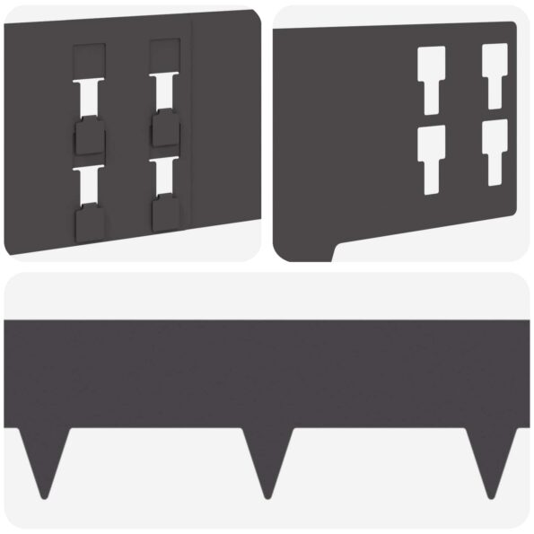 vidaXL Obrubník trávnika 10 pcs 100 x 15 cm Oceľ Čierna – Obrázok 7